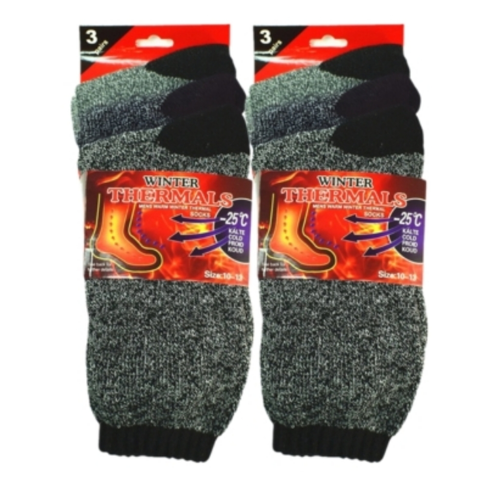 6 Pairs Men's Heavy Duty Winter Thermal Warm Crew Boot Socks Size 10-13